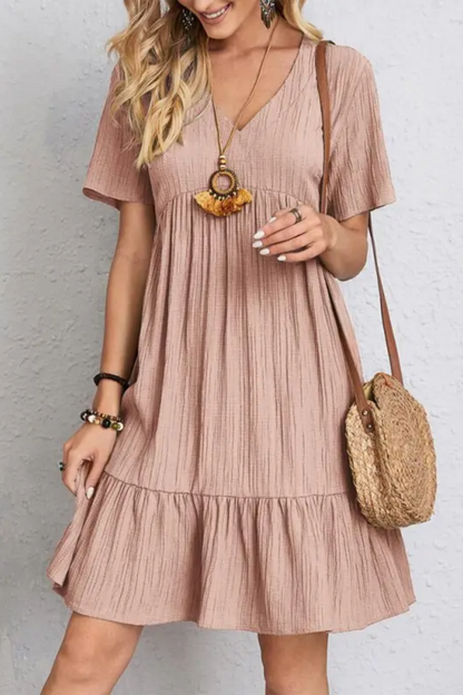 LM | Women's dress with V-neck and frills