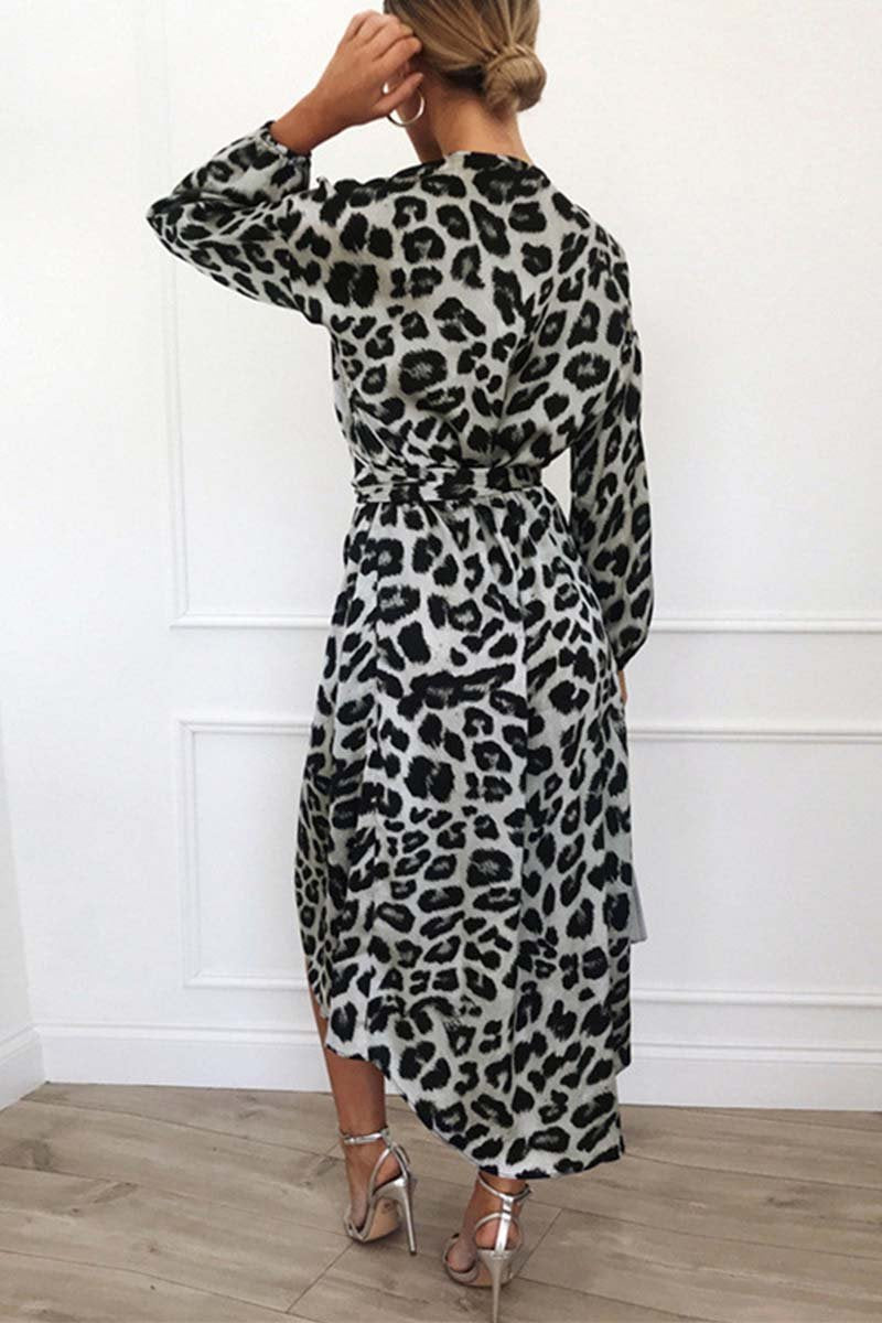 LM | Florcoo V-neck sexy leopard dress���4 colors����