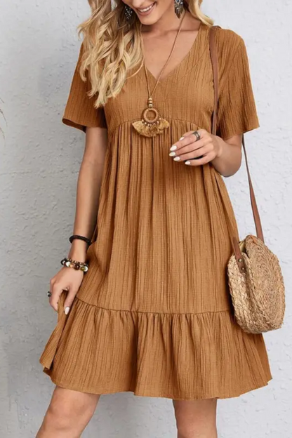 LM | Women's dress with V-neck and frills