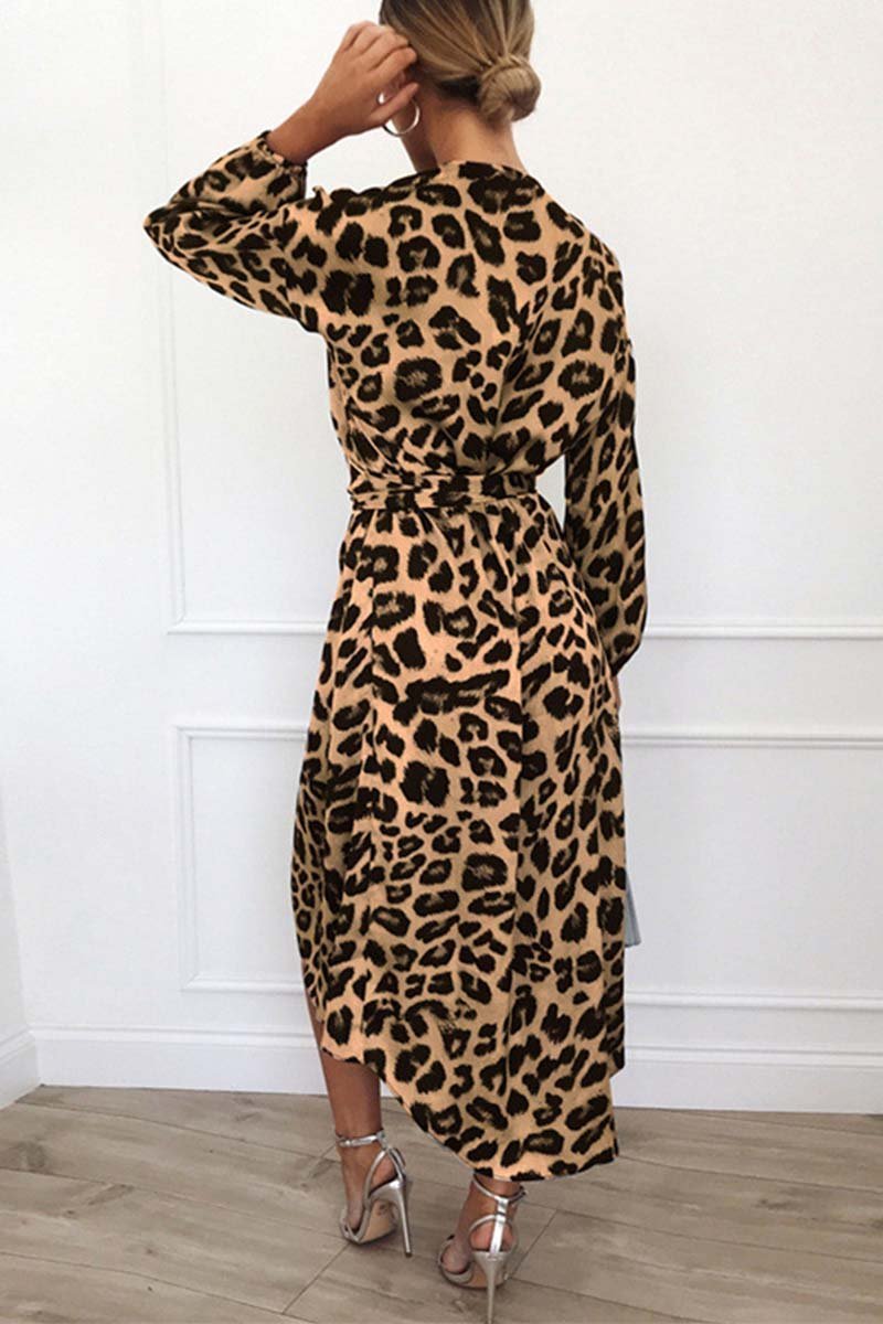LM | Florcoo V-neck sexy leopard dress���4 colors����