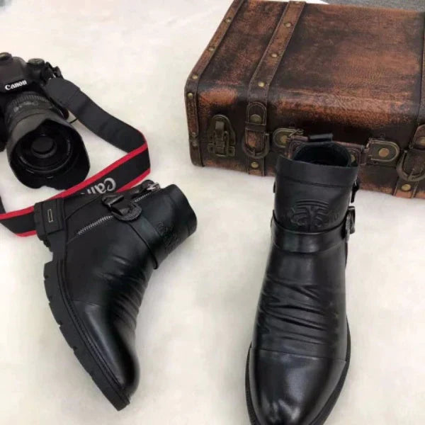 LM | Hand-stamped boots with zipper