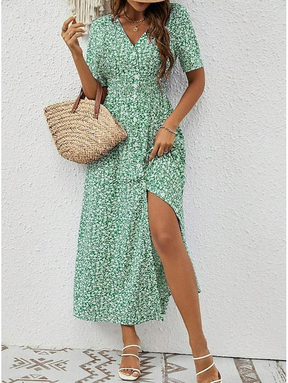 LM | Grace - airy maxi dress with short sleeves and V-neckline