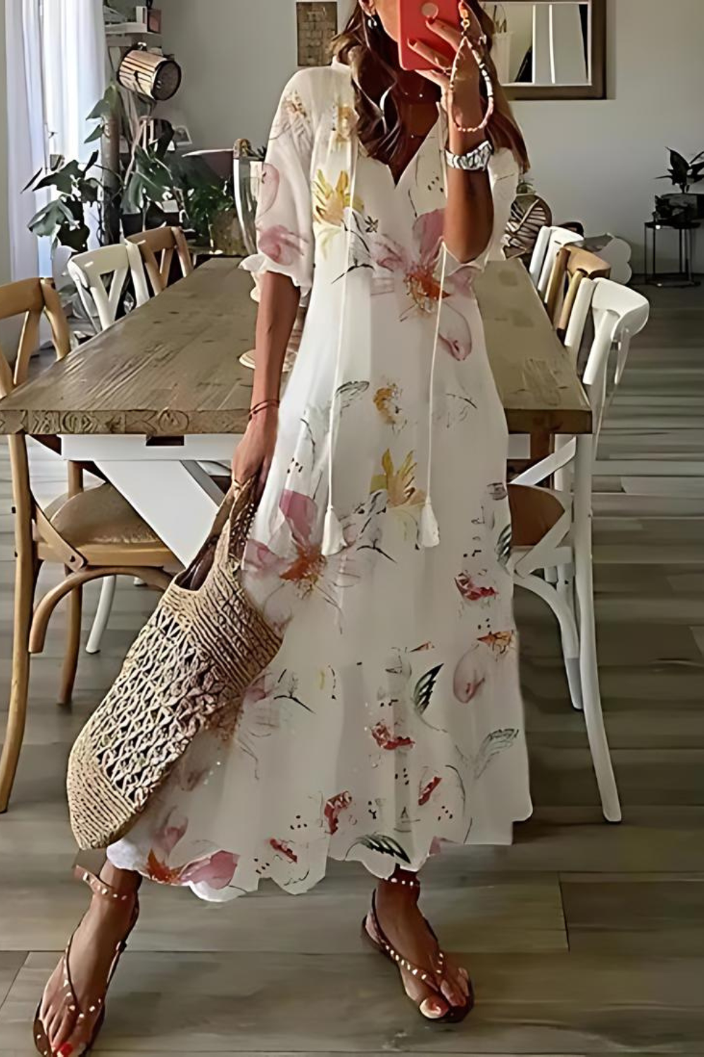 LM | Elegant floral long dress