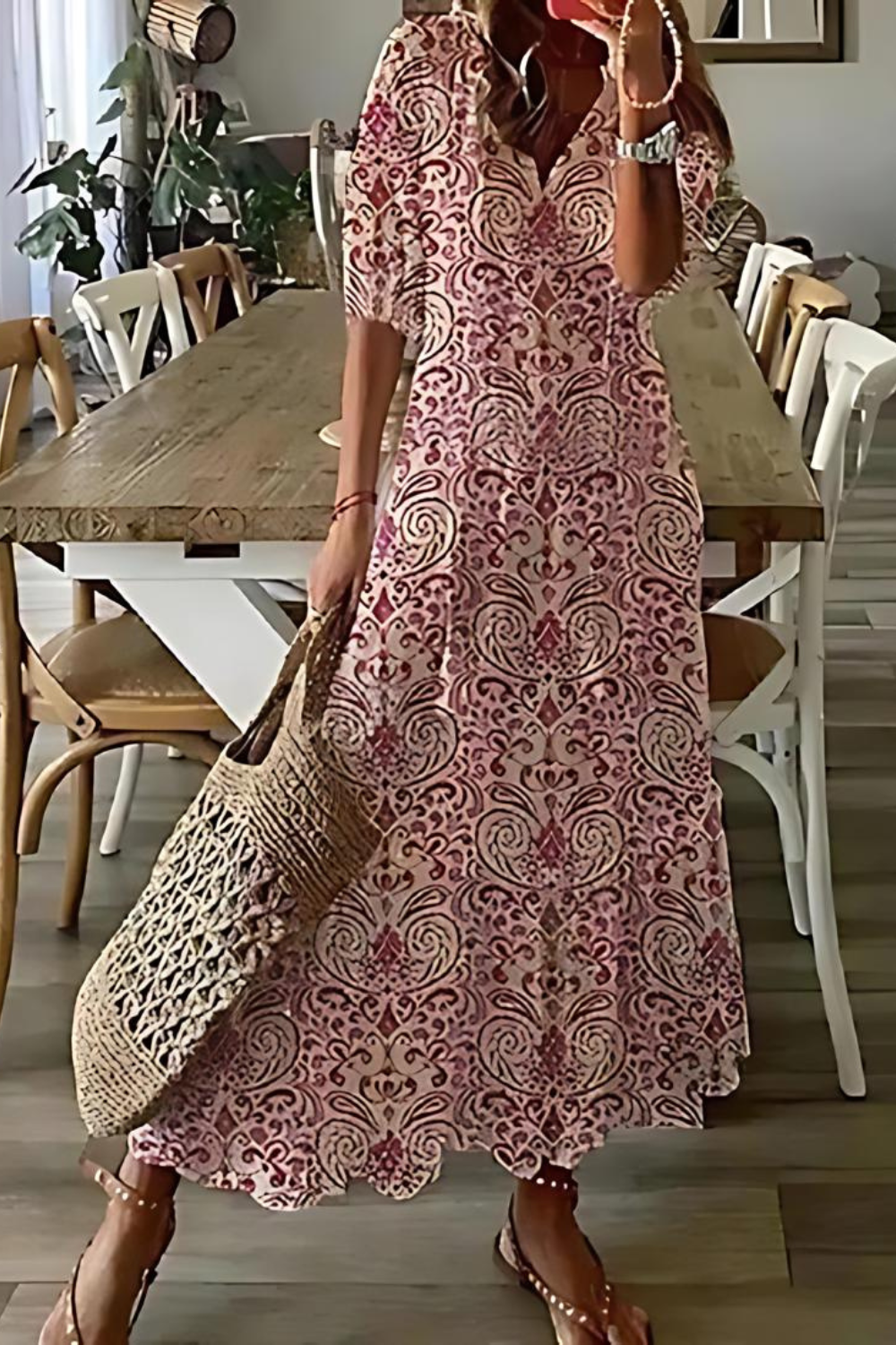 LM | Elegant floral long dress