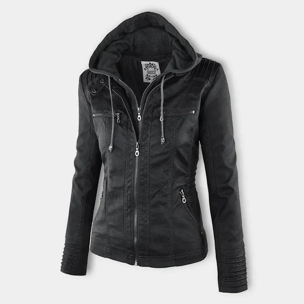 LM | Ladies leather jacket with hood