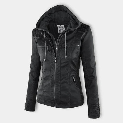 LM | Ladies leather jacket with hood