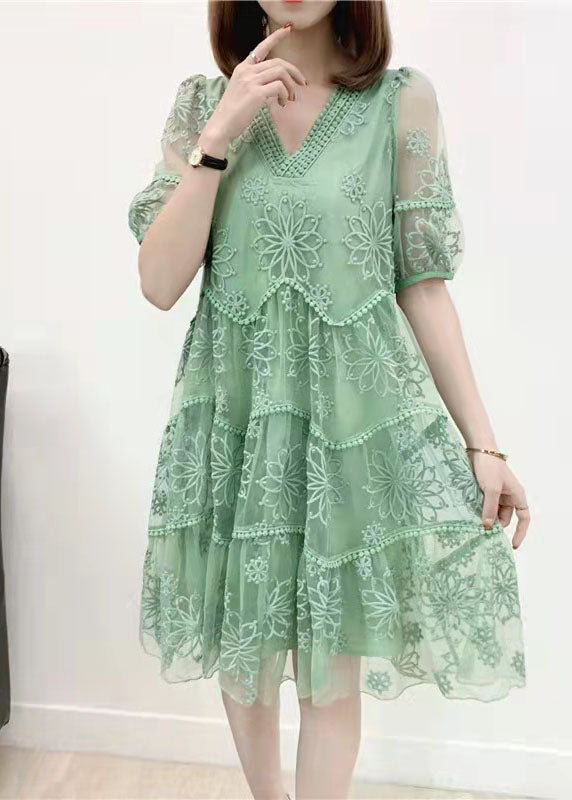 LM | Patchwork dress with embroidery and half sleeves, two-piece