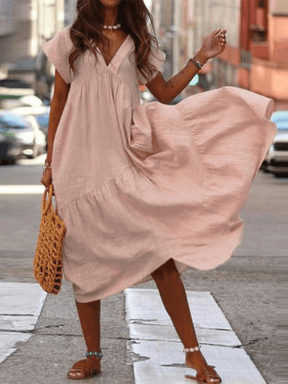 LM | Ladies dress 100% cotton plain casual