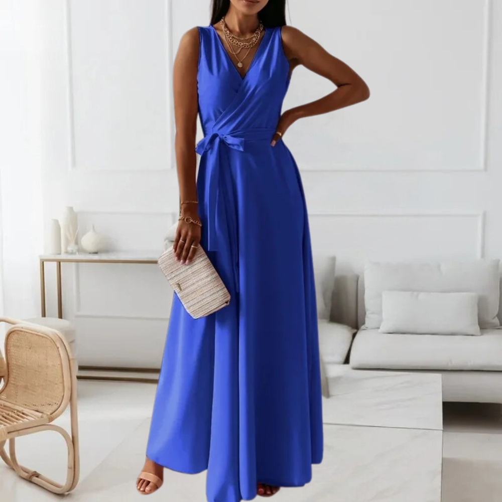 LM | Elegant women's maxi dress with V-neckline