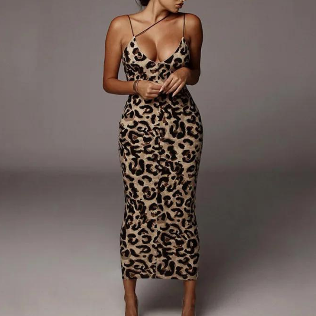LM | Stylish women's dress with animal print