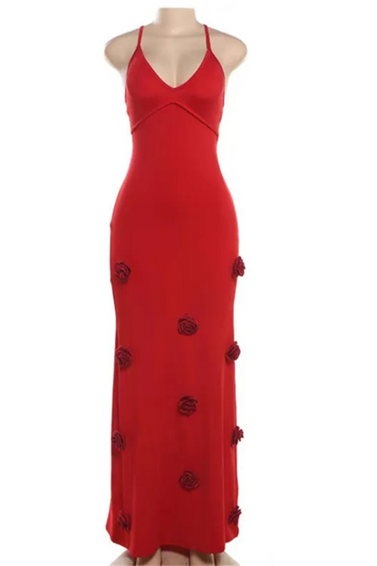 LM | Backless floral knit dress with lacing