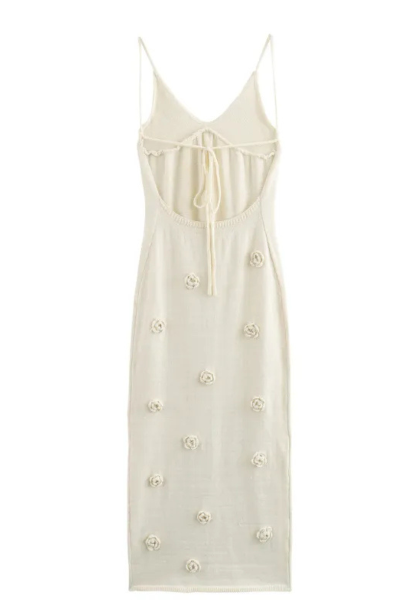 LM | Backless floral knit dress with lacing