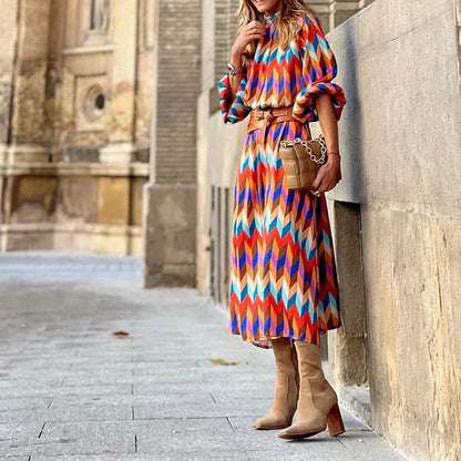 LM | Midi dress with colorful print