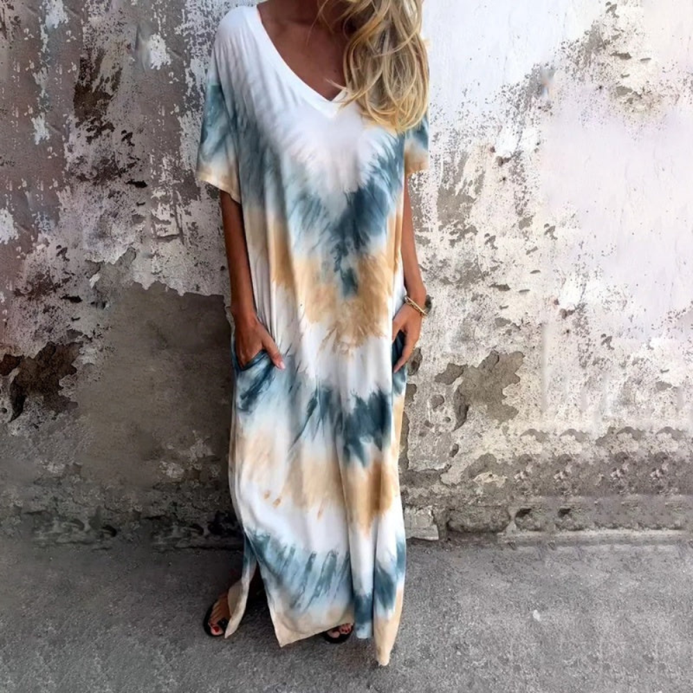 LM | Silk V-neck long dress