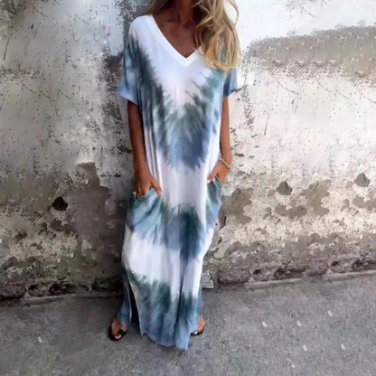 LM | Silk V-neck long dress