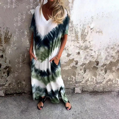 LM | Silk V-neck long dress