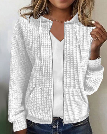 LM | Casual jacket with pocket in solid color