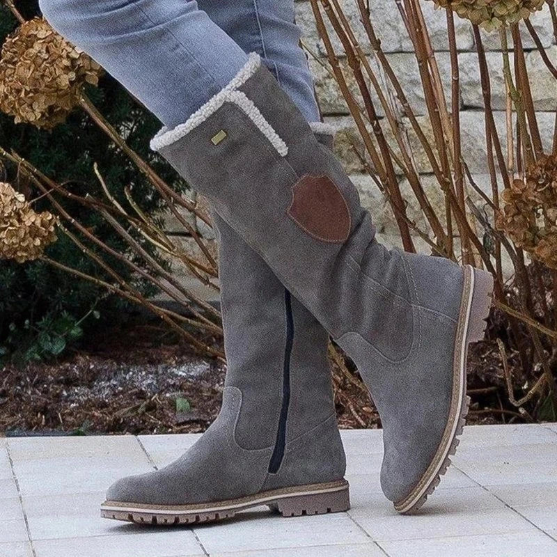 LM | Fashion flat knee-high snow boots with zipper