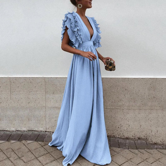 LM | Elegant dress with ruffled sleeves