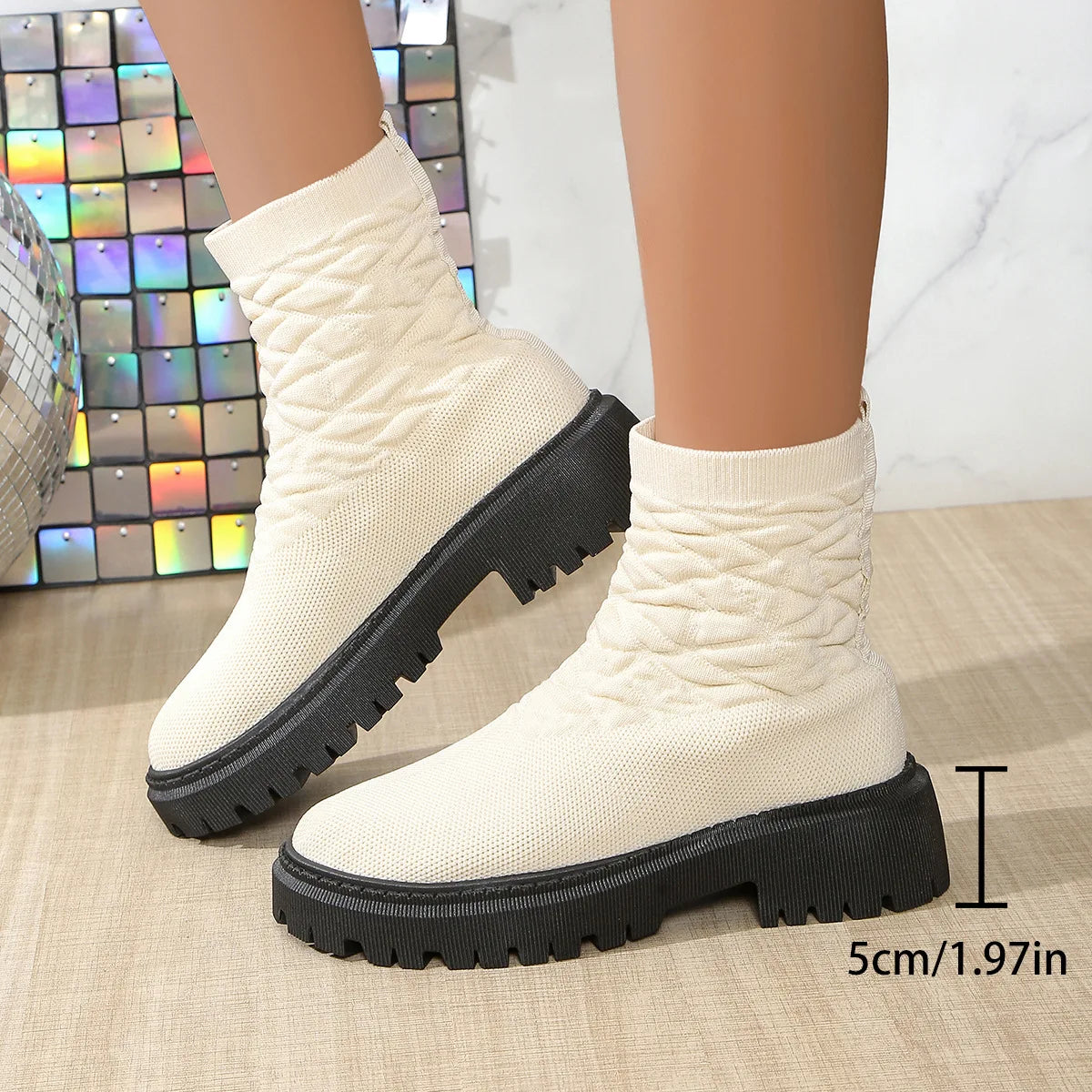 Plus Size 36-43 Shoes for Women Winter Comfortable Platform Boots Ankle Short Non-slip Mesh Casual Zapatos De Mujer
