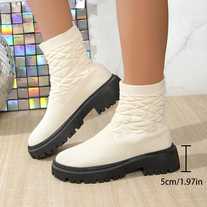 Plus Size 36-43 Shoes for Women Winter Comfortable Platform Boots Ankle Short Non-slip Mesh Casual Zapatos De Mujer