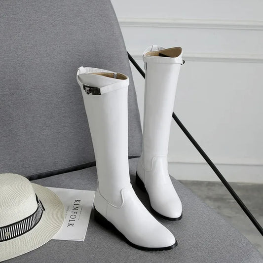 Oversize Large size Big size Autumn and winter boots  Pointed toe Thick Heel winter boots for women  Comfortable