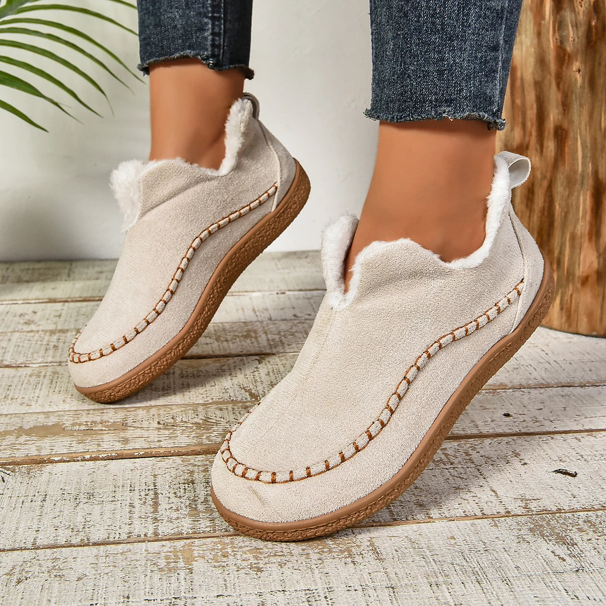 Winter New Women Fashion Casual Comfortable Plus Velvet Round Toe Solid Color Ankle Boots Woman Suede Warm Short Boots