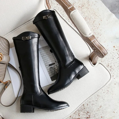 Oversize Large size Big size Autumn and winter boots  Pointed toe Thick Heel winter boots for women  Comfortable