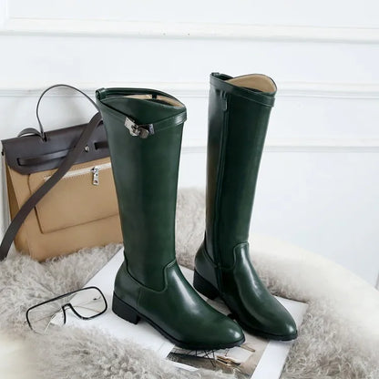 Oversize Large size Big size Autumn and winter boots  Pointed toe Thick Heel winter boots for women  Comfortable