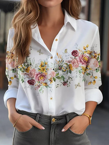 LM | Elegant blouse with floral print
