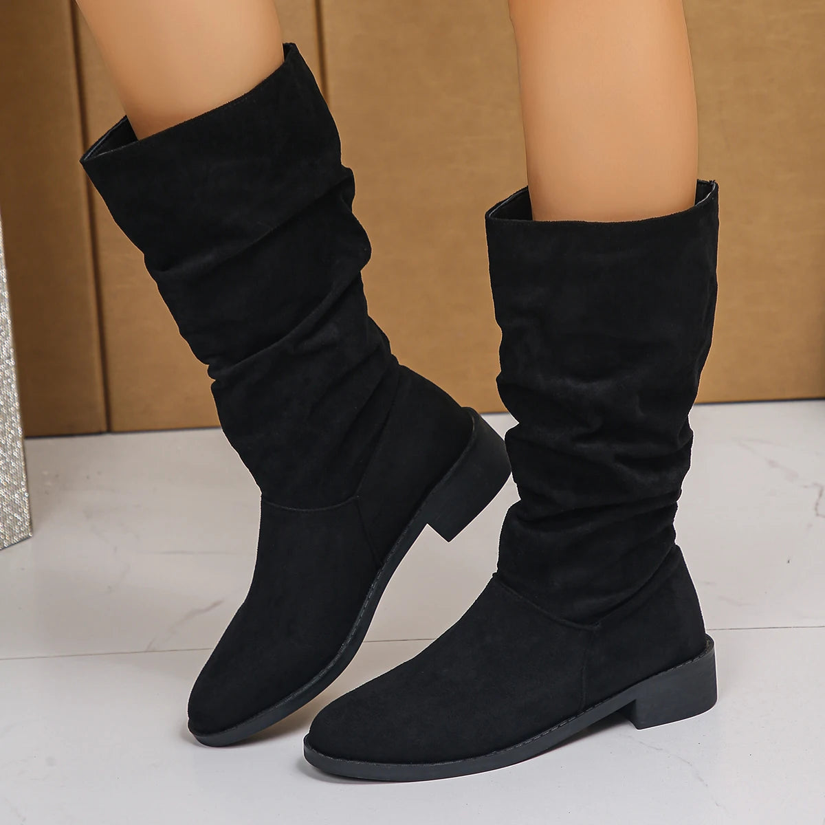 But knee pile long knight boots children's new French medium tube women's western cowboy boots