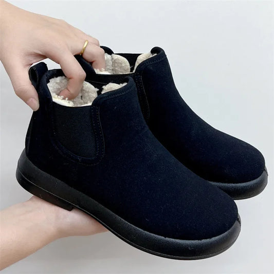 Crestar Winter Fur Snow Boots For Women Outdoor Warm Comfort Fuzzy Cotton Shoes Fashion Plush Ladies Boots Fluffy House Slippers
