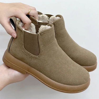 Crestar Winter Fur Snow Boots For Women Outdoor Warm Comfort Fuzzy Cotton Shoes Fashion Plush Ladies Boots Fluffy House Slippers