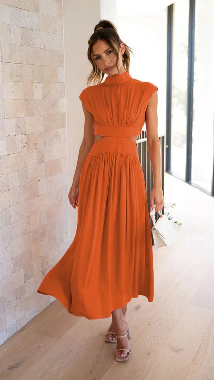 LM | Ladies pleated maxi dress