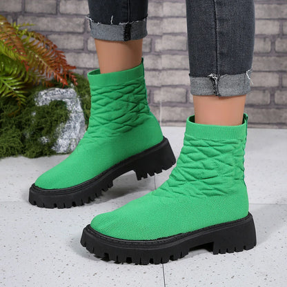 Plus Size 36-43 Shoes for Women Winter Comfortable Platform Boots Ankle Short Non-slip Mesh Casual Zapatos De Mujer