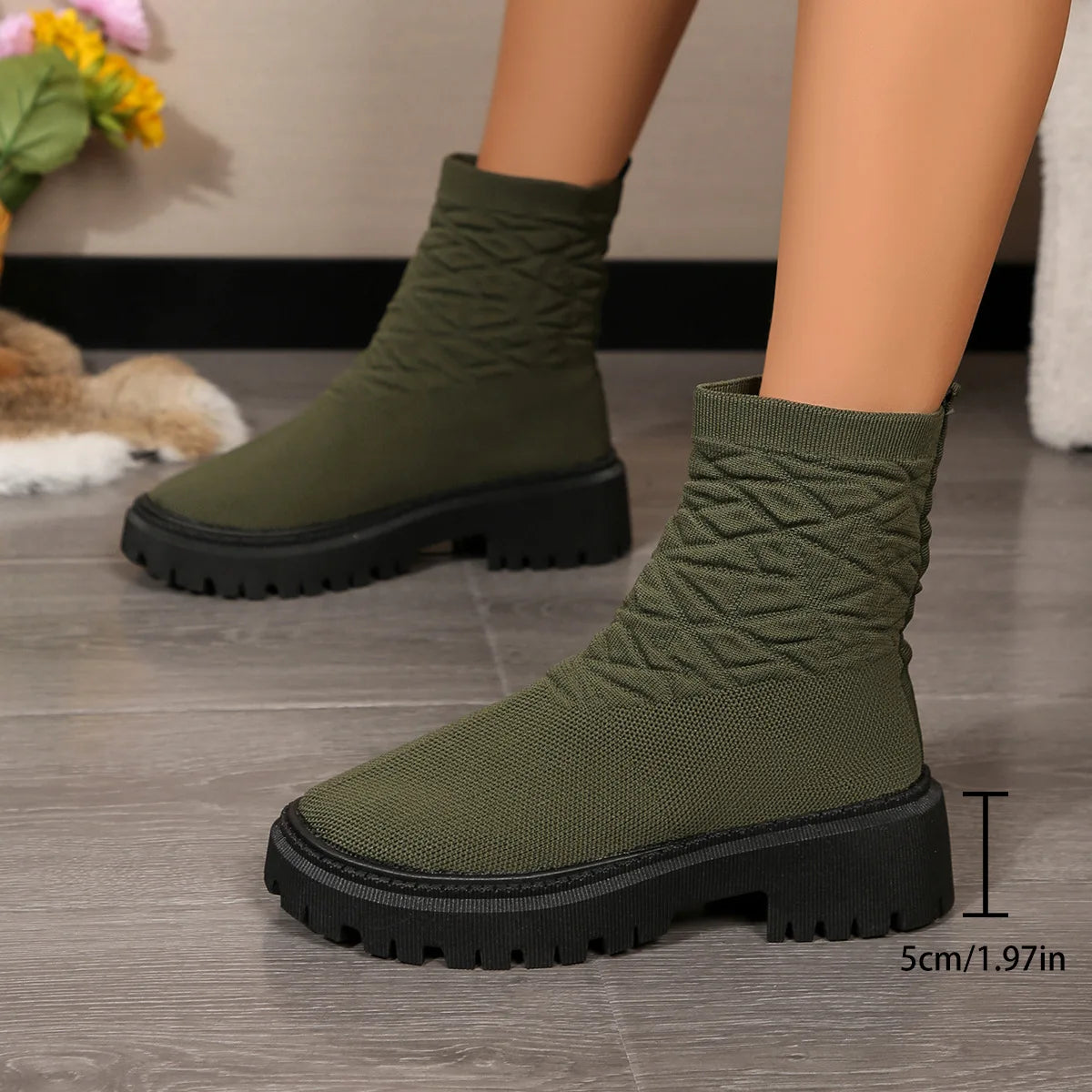 Plus Size 36-43 Shoes for Women Winter Comfortable Platform Boots Ankle Short Non-slip Mesh Casual Zapatos De Mujer