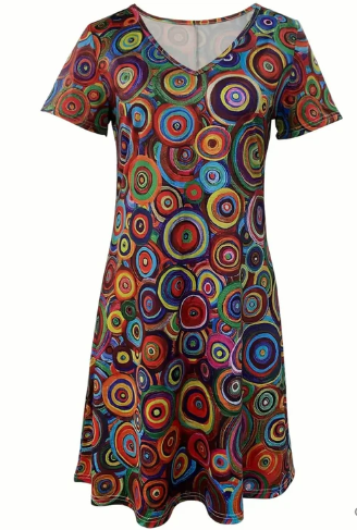 LM | multicolored boho dress with graphic print