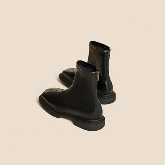 Women Vintage Square Toe Ankle Boots Thick Heels Short Boots New Fashion Autumn Winter Shoes Women Elastic Soft Shoes Footwear