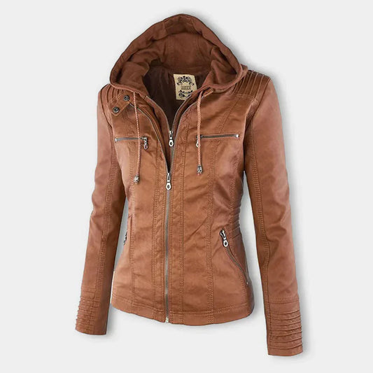 LM | Ladies leather jacket with hood