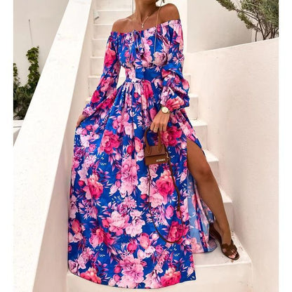 LM | Midi dress with floral print in A-line YS10018