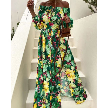 LM | Midi dress with floral print in A-line YS10018