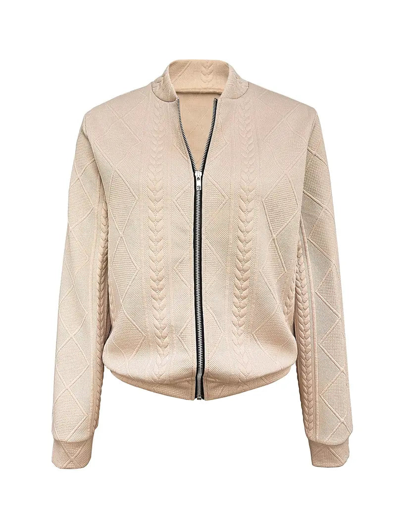 LM | Chic jacket with full-length zipper and texture