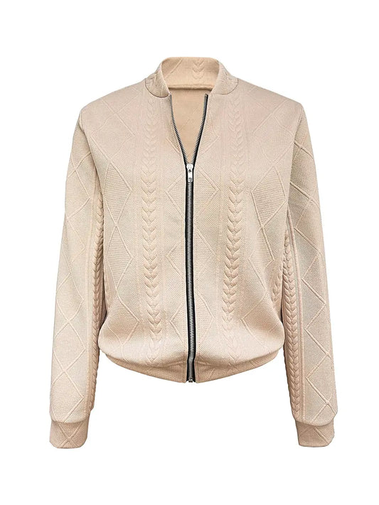 LM | Chic jacket with full-length zipper and texture