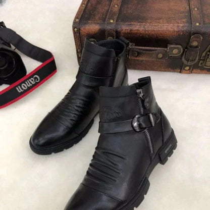 LM | Hand-stamped boots with zipper