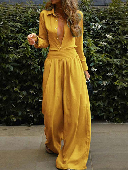 LM | coordinated set - button-down shirt and casual trousers