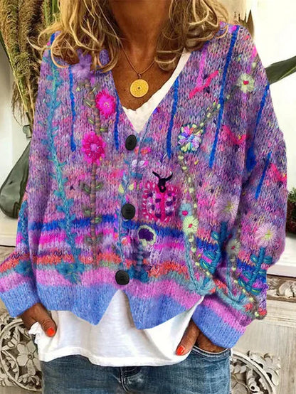 TS | Floral cardigan with buttons