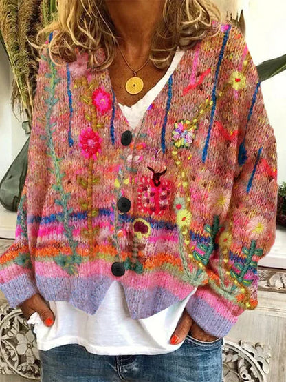 TS | Floral cardigan with buttons