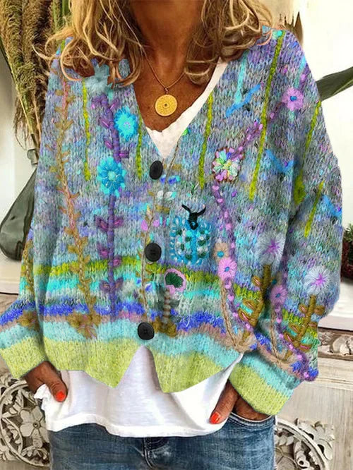 TS | Floral cardigan with buttons