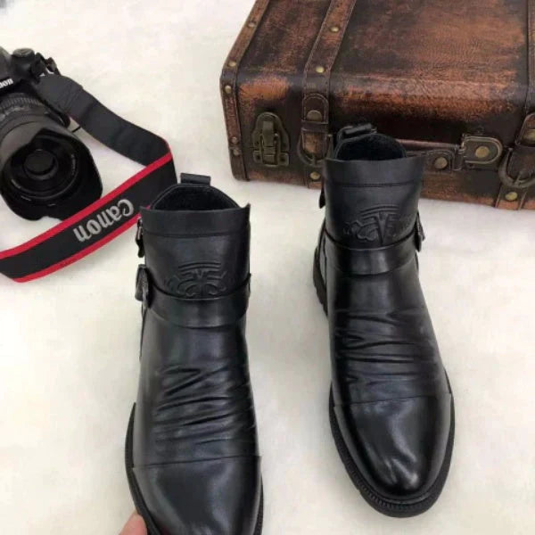LM | Hand-stamped boots with zipper