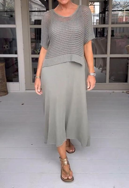 LM | Garter dress and sheer blouse